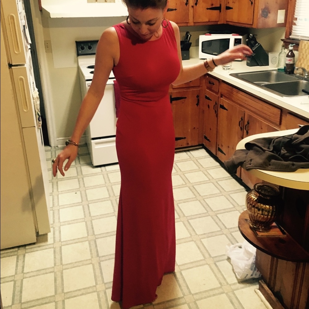 Way-In Clothing Company Backless Red Maxi Dress